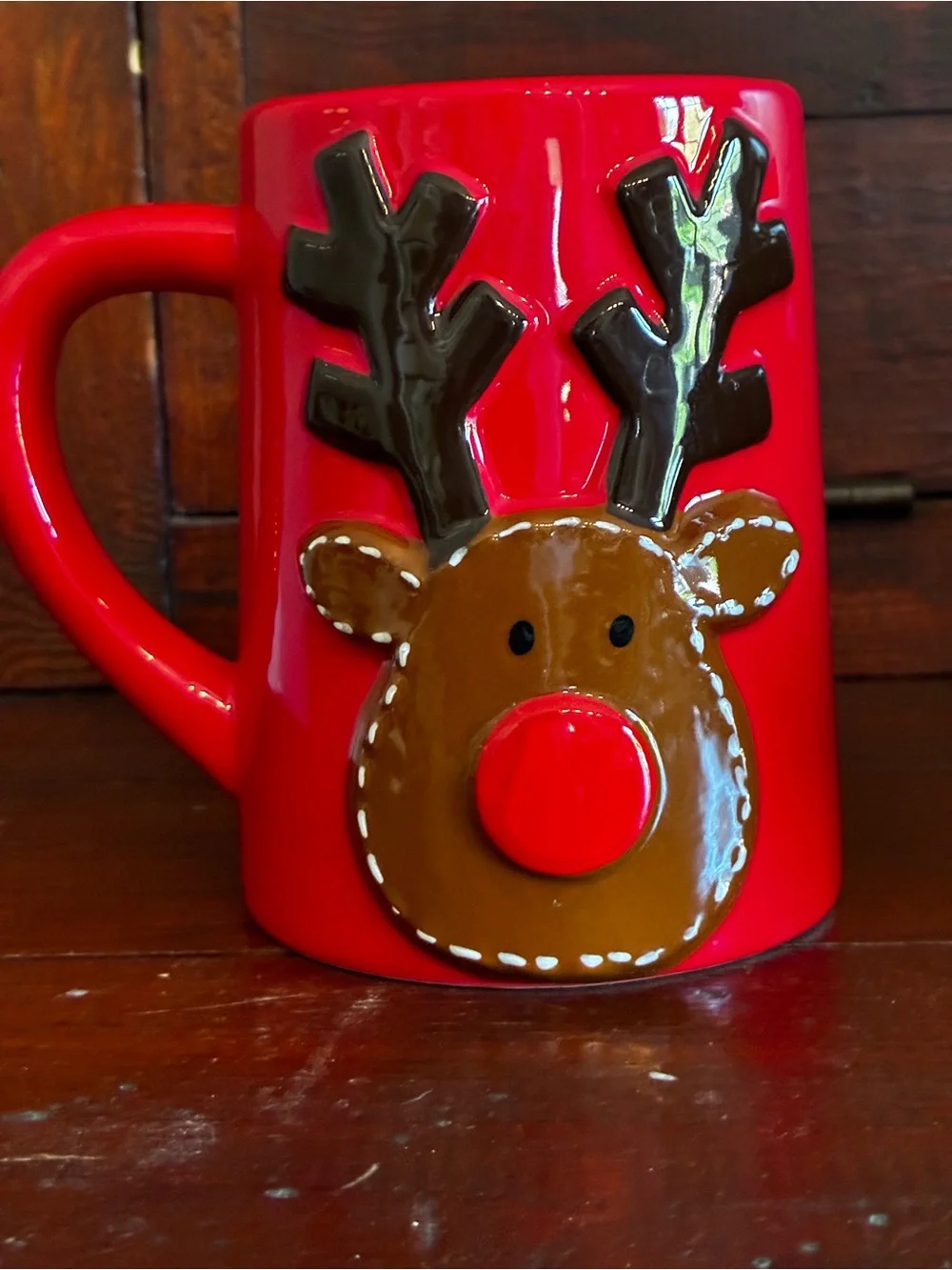 Mud Pie Red Reindeer Holiday Ceramic Mug